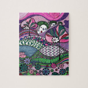 Whimsical Zentangle Märchen Dorf Puzzle