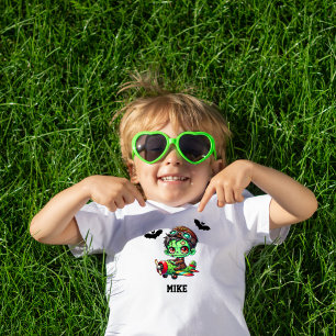 Whimsical Zombie Flugzeug-Schiff Wasserfarbe Hallo Baby T-shirt