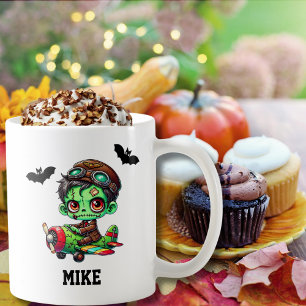 Whimsical Zombie Flugzeug-Schiff Wasserfarbe Hallo Kaffeetasse