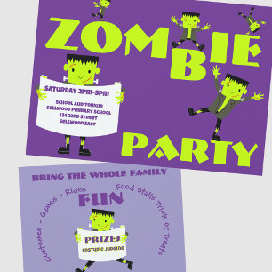 Whimsical Zombie Party Halloween-Party Einladung