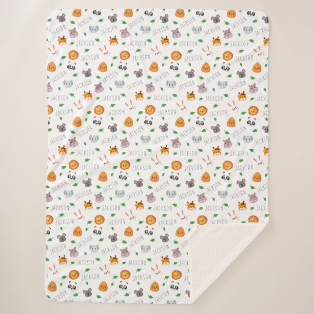 "Whimsical Zoofriends Personalisiert Delight" Sherpadecke (Vorderseite)