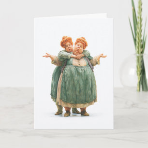 Whimsical-Zwillinge-Frauen-Porträt Karte