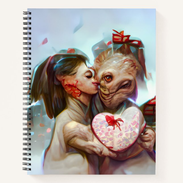 Whimsicaler Alien-Romanze Notizbuch (Vorderseite)