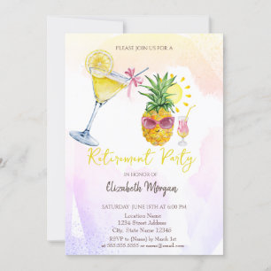 Whimsicaler Ananas-Cocktail-Zitronen-Ruhestand Einladung