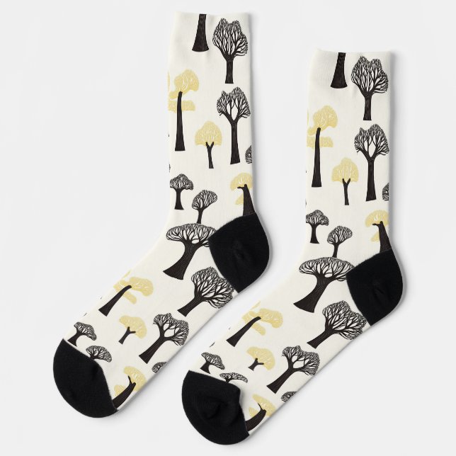 Whimsicaler Baobab-Baum-Muster Socken (Linkes Detail)