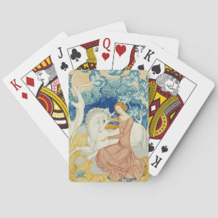 Whimsicaler Blaue Wald Einhorn & Jungfrau Kunst Spielkarten