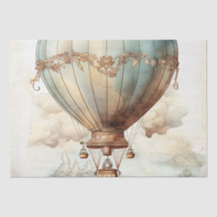 Whimsicaler blauer Heißluftballon im Antikstil Seidenpapier