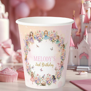 Whimsicaler Blumenfee-Garten zum 2. Geburtstag Pappbecher