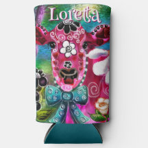 Whimsicaler Blumenkuh Rosa Türkis Schwarz Personal