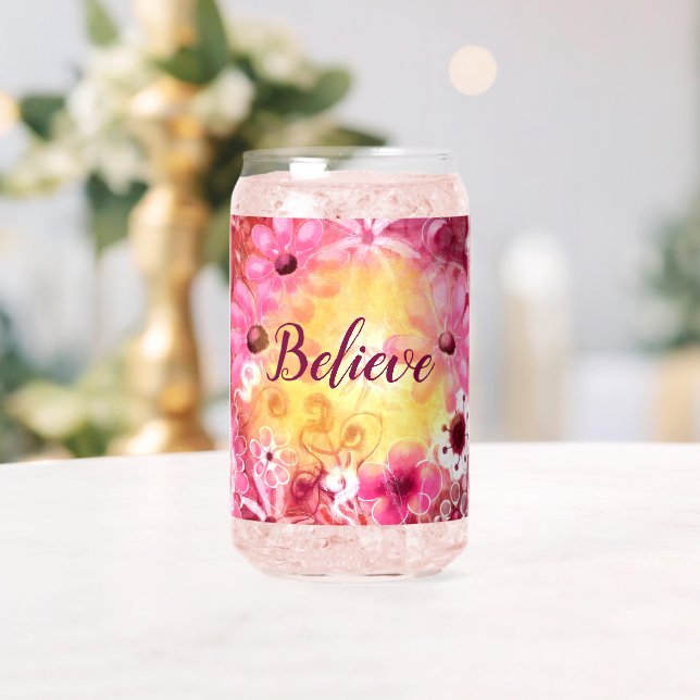 Whimsicaler Blumiger Boho-Botanischer Glaube Kunst Dosenglas (Insitu (Hochzeit))