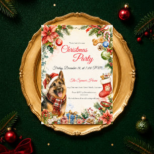 Whimsicaler Deutsche Schäferhund-Weihnachtsfeier Einladung