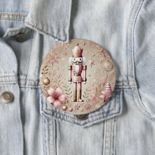 Whimsicaler Eleganter Rosa und Gold Pastell Nusskn Button