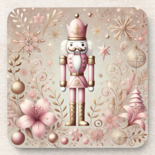 Whimsicaler Eleganter Rosa und Gold Pastell Nusskn Getränkeuntersetzer
