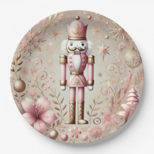 Whimsicaler Eleganter Rosa und Gold Pastell Nusskn Pappteller
