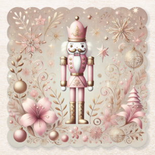Whimsicaler Eleganter Rosa und Gold Pastell Nusskn Untersetzer