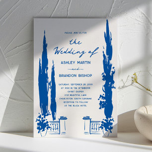 Whimsicaler französisch-blauer Garten-Hochzeit Einladung