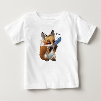 Whimsicaler Fuchs mit einer Feder Baby T-shirt