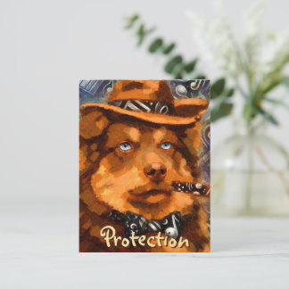 Whimsicaler Gangster-Hund Retro-Noir Blaue Augen K Postkarte