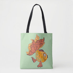 Whimsicaler Goldfisch im Boho-Stil Fantasie mit Tasche