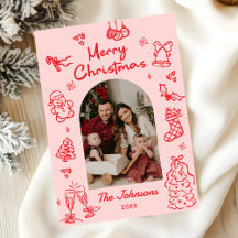 Whimsicaler handgezeichneter Bogen Foto Weihnachte
