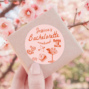 Whimsicaler handgezeichneter Cocktail-Junggesellin Runder Aufkleber