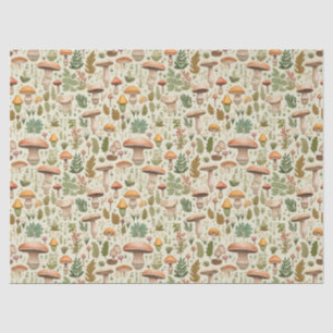 Whimsicaler Herbst-Pilz-Wald nahtloses Muster Seidenpapier