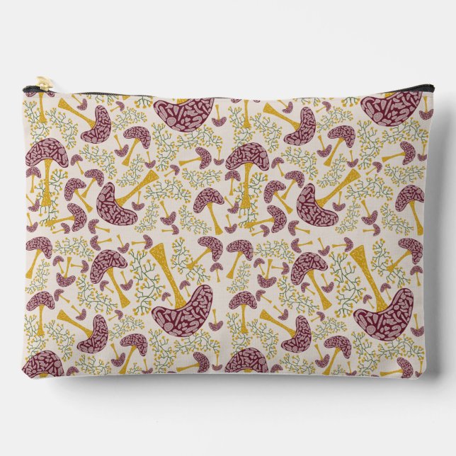 Whimsicaler Herbstwald-Pattern – Handgezeichnete P Zubehörtasche (Vorderseite)