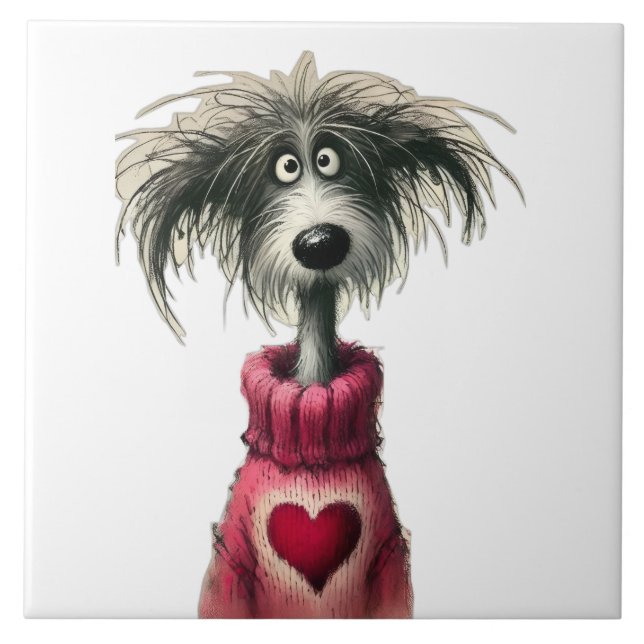 Whimsicaler Hund Fliese (Vorderseite)
