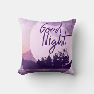 Whimsicaler lila Mond Gute Nacht Kunst Kissen