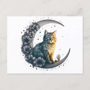 Whimsicaler Mondkatzenkunst Postkarte