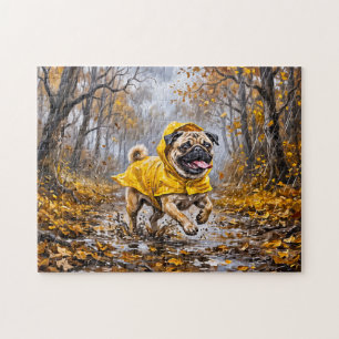 Whimsicaler November-Regenwald-Mops-Illustration