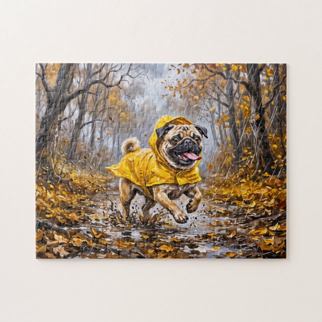 Whimsicaler November-Regenwald-Mops-Illustration (Horizontal)