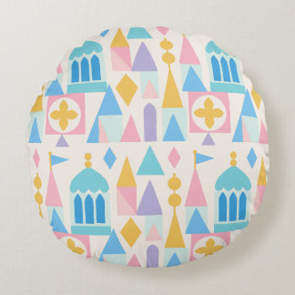 Whimsicaler Pastell-Feinmärchenschloss-Geometrie Rundes Kissen