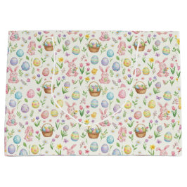 Whimsicaler Pastell-Osterhase und Blumenmuster Große Geschenktüte