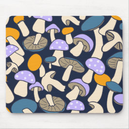 Whimsicaler Retro-Pilz-Botanik-Mitternachtswald Mousepad