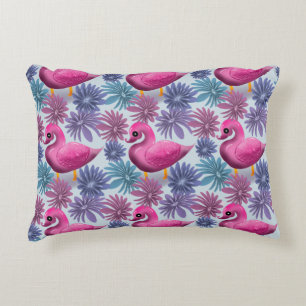 Whimsicaler Rosa Schwan: Pastell-Blumen-Traum-Must Dekokissen