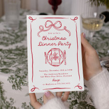 Whimsicaler Roter Schleifen-Weihnachtsdinnerparty