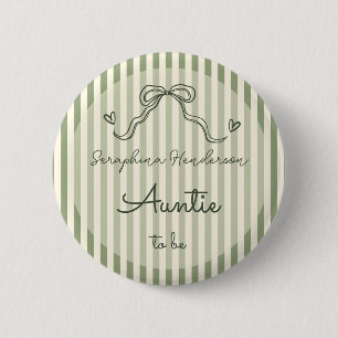 Whimsicaler Salbeigrüner Babyshower Tante-werde-Bu Button