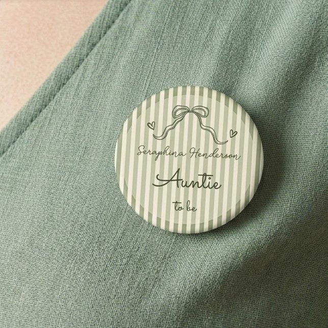 Whimsicaler Salbeigrüner Babyshower Tante-werde-Bu Button (Von Creator hochgeladen)