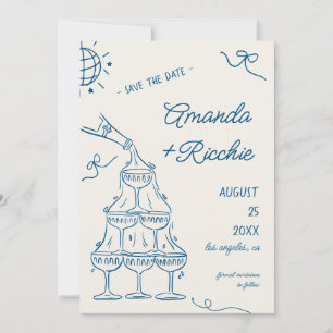 Whimsicaler Spielplatz Champagner-Turm Doodle-Hoch Save The Date