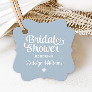Whimsicaler Staubblauer Herz-Hochzeitsdusche Geschenkanhänger