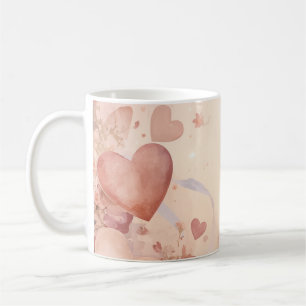 Whimsicaler Staubrosen-Herzkaskaden-Abstrakt Kaffeetasse
