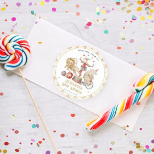 Whimsicaler Wasserfarben-Zirkus-Karneval-Baby-Part Runder Aufkleber