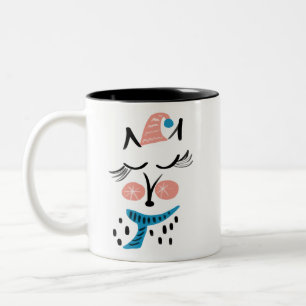 Whimsicaler Weihnachts-Doodle-Fuchs mit langen Wim Zweifarbige Tasse
