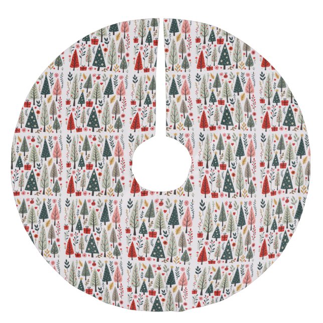Whimsicaler Weihnachtsbaumwald Polyester Weihnachtsbaumdecke (Vorderseite)