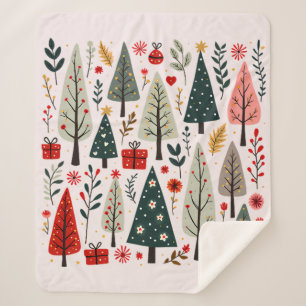 Whimsicaler Weihnachtsbaumwald Sherpadecke
