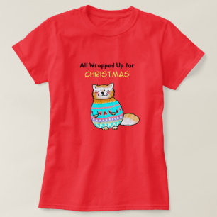 Whimsicaler Weihnachtskatze Urlaubsfreude T-Shirt
