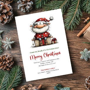 Whimsicaler Weihnachtsmann Lustige Handgezeichnete Feiertagskarte