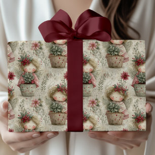 Whimsicaler Weihnachtswinkel-Gartenmuster Geschenkpapier