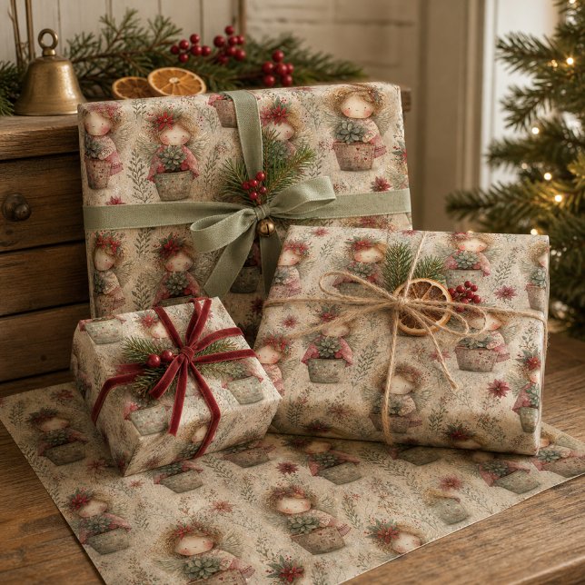 Whimsicaler Weihnachtswinkel-Gartenmuster Geschenkpapier Set (Von Creator hochgeladen)